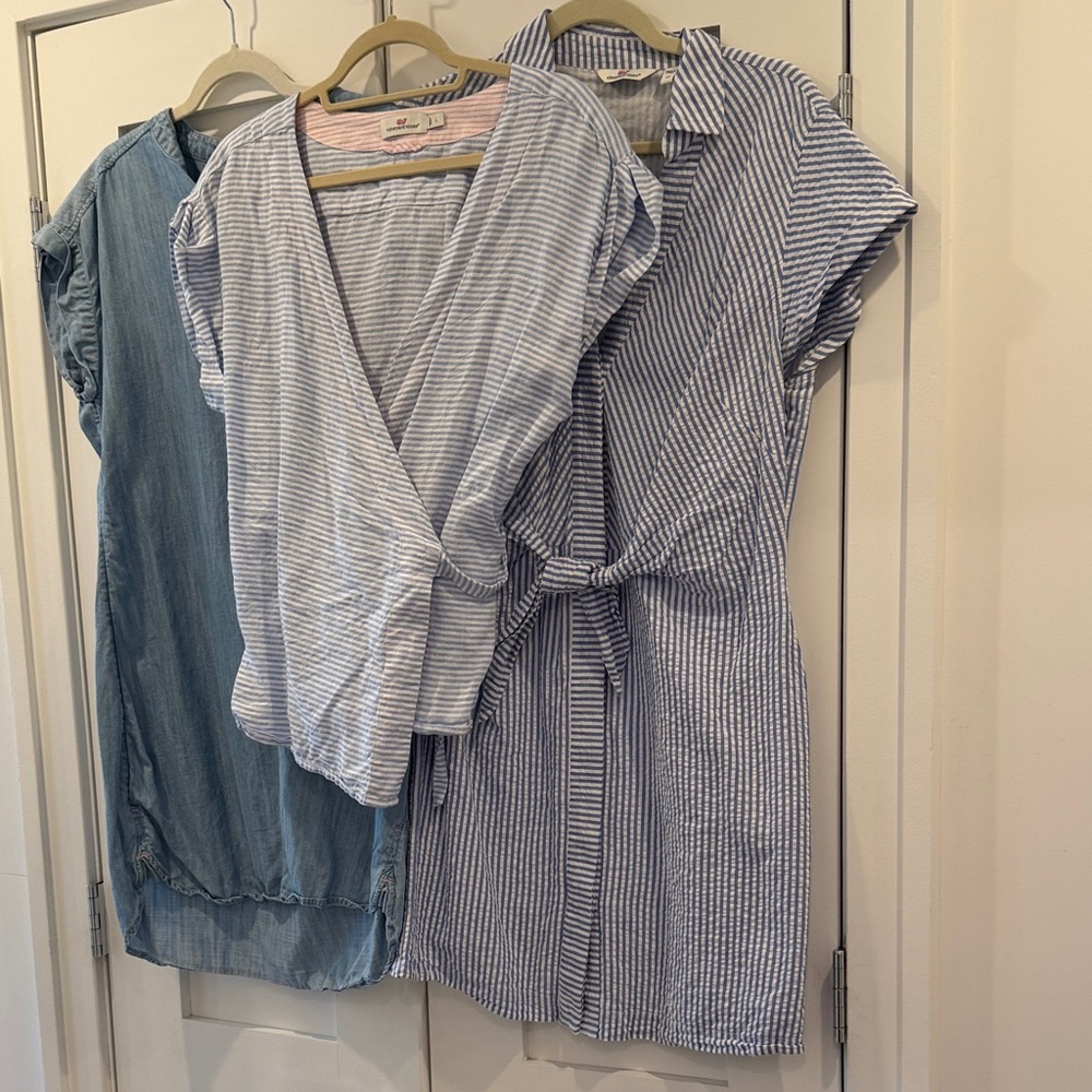 Vineyard Vines Bundle - lot of 2 Dresses and 1 shirt - preppy and seersucker